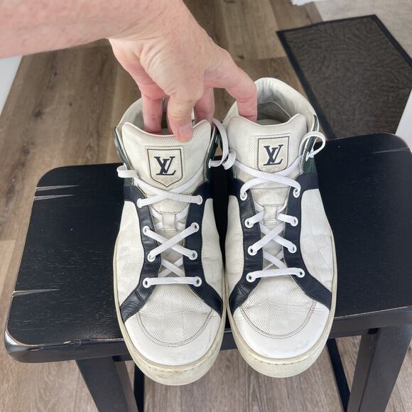 Louis Vuitton Mens 9.5 US Greenx White Damier Infini Leather Sneaker 8.5LV Low main image 16